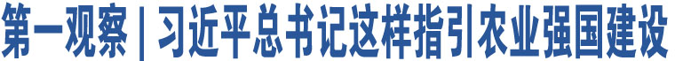 第一觀察 | 習(xí)近平總書記這樣指引農(nóng)業(yè)強國建設(shè) 