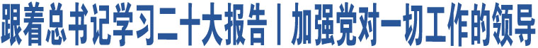 跟著總書記學(xué)習(xí)二十大報告丨加強黨對一切工作的領(lǐng)導(dǎo)