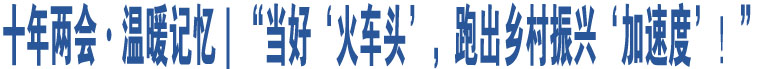 十年兩會·溫暖記憶｜“當(dāng)好‘火車頭’，跑出鄉(xiāng)村振興‘加速度’！”