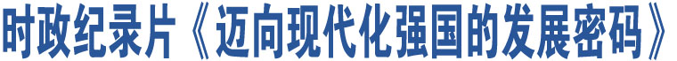 時(shí)政紀(jì)錄片《邁向現(xiàn)代化強(qiáng)國(guó)的發(fā)展密碼》