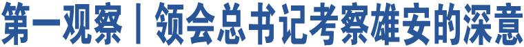 第一觀察丨領(lǐng)會(huì)總書(shū)記考察雄安的深意