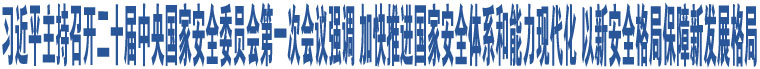 習(xí)近平主持召開二十屆中央國家安全委員會第一次會議強(qiáng)調(diào) 加快推進(jìn)國家安全體系和能力現(xiàn)代化 以新安全格局保障新發(fā)展格局