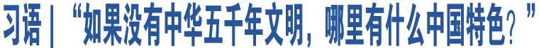 習(xí)語(yǔ)｜“如果沒(méi)有中華五千年文明，哪里有什么中國(guó)特色？”