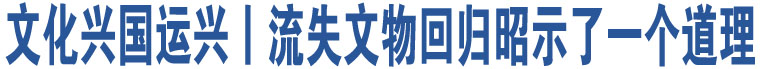 文化興國(guó)運(yùn)興丨流失文物回歸昭示了一個(gè)道理