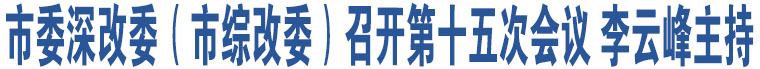 市委深改委（市綜改委）召開第十五次會議 李云峰主持