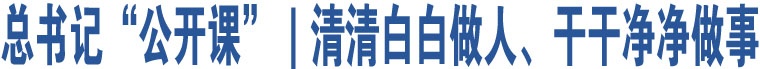 總書記“公開課”｜清清白白做人、干干凈凈做事