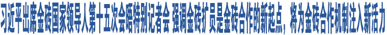 習(xí)近平出席金磚國家領(lǐng)導(dǎo)人第十五次會晤特別記者會 強調(diào)金磚擴員是金磚合作的新起點，將為金磚合作機制注入新活力