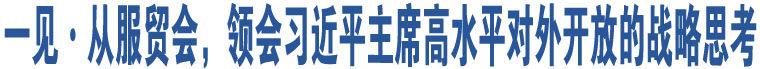 一見(jiàn)·從服貿(mào)會(huì)，領(lǐng)會(huì)習(xí)近平主席高水平對(duì)外開(kāi)放的戰(zhàn)略思考