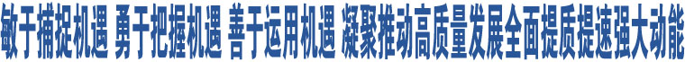 敏于捕捉機(jī)遇 勇于把握機(jī)遇 善于運(yùn)用機(jī)遇 凝聚推動(dòng)高質(zhì)量發(fā)展全面提質(zhì)提速?gòu)?qiáng)大動(dòng)能