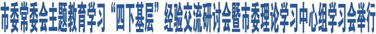 市委常委會主題教育學(xué)習(xí)“四下基層”經(jīng)驗(yàn)交流研討會暨市委理論學(xué)習(xí)中心組學(xué)習(xí)會舉行