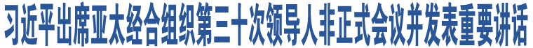 習(xí)近平出席亞太經(jīng)合組織第三十次領(lǐng)導(dǎo)人非正式會(huì)議并發(fā)表重要講話