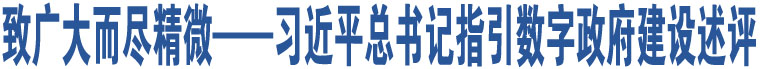 致廣大而盡精微——習(xí)近平總書記指引數(shù)字政府建設(shè)述評(píng)