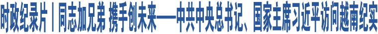 時政紀(jì)錄片丨同志加兄弟 攜手創(chuàng)未來——中共中央總書記、國家主席習(xí)近平訪問越南紀(jì)實