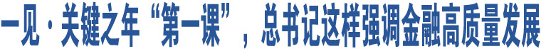 一見·關(guān)鍵之年“第一課”，總書記這樣強(qiáng)調(diào)金融高質(zhì)量發(fā)展