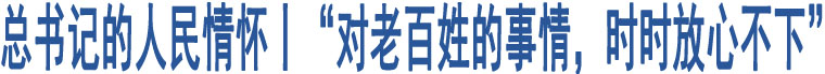 總書記的人民情懷丨“對老百姓的事情，時時放心不下”