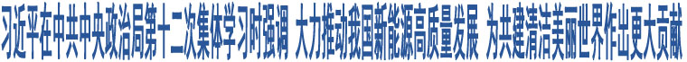 習(xí)近平在中共中央政治局第十二次集體學(xué)習(xí)時(shí)強(qiáng)調(diào) 大力推動(dòng)我國新能源高質(zhì)量發(fā)展 為共建清潔美麗世界作出更大貢獻(xiàn)