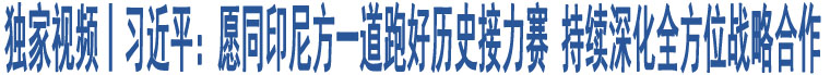 獨(dú)家視頻丨習(xí)近平：愿同印尼方一道跑好歷史接力賽 持續(xù)深化全方位戰(zhàn)略合作