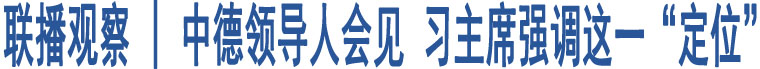 聯(lián)播觀察 | 中德領(lǐng)導(dǎo)人會見 習(xí)主席強(qiáng)調(diào)這一“定位”