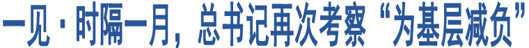 一見(jiàn)·時(shí)隔一月，總書(shū)記再次考察“為基層減負(fù)”