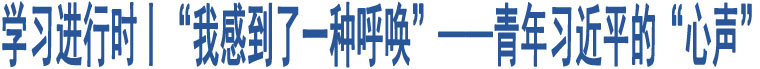 學(xué)習(xí)進行時丨“我感到了一種呼喚”——青年習(xí)近平的“心聲”