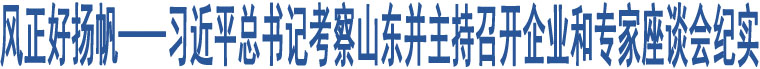 風(fēng)正好揚(yáng)帆——習(xí)近平總書記考察山東并主持召開企業(yè)和專家座談會(huì)紀(jì)實(shí)