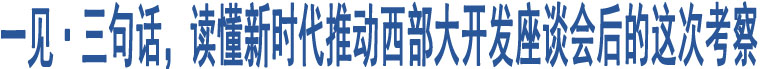 一見·三句話，讀懂新時代推動西部大開發(fā)座談會后的這次考察