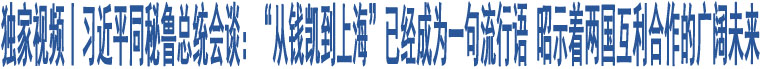 獨(dú)家視頻丨習(xí)近平同秘魯總統(tǒng)會(huì)談：“從錢凱到上海”已經(jīng)成為一句流行語(yǔ) 昭示著兩國(guó)互利合作的廣闊未來(lái)