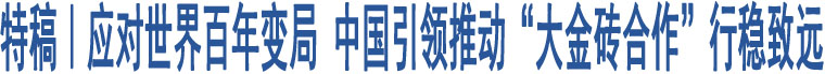 特稿｜應(yīng)對世界百年變局 中國引領(lǐng)推動“大金磚合作”行穩(wěn)致遠