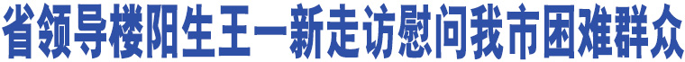 省領導樓陽生王一新走訪慰問我市困難群眾