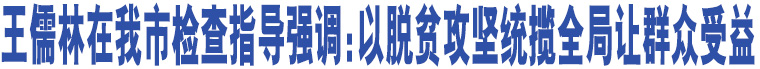 王儒林在我市檢查指導(dǎo)強(qiáng)調(diào):以脫貧攻堅(jiān)統(tǒng)攬全局讓群眾受益